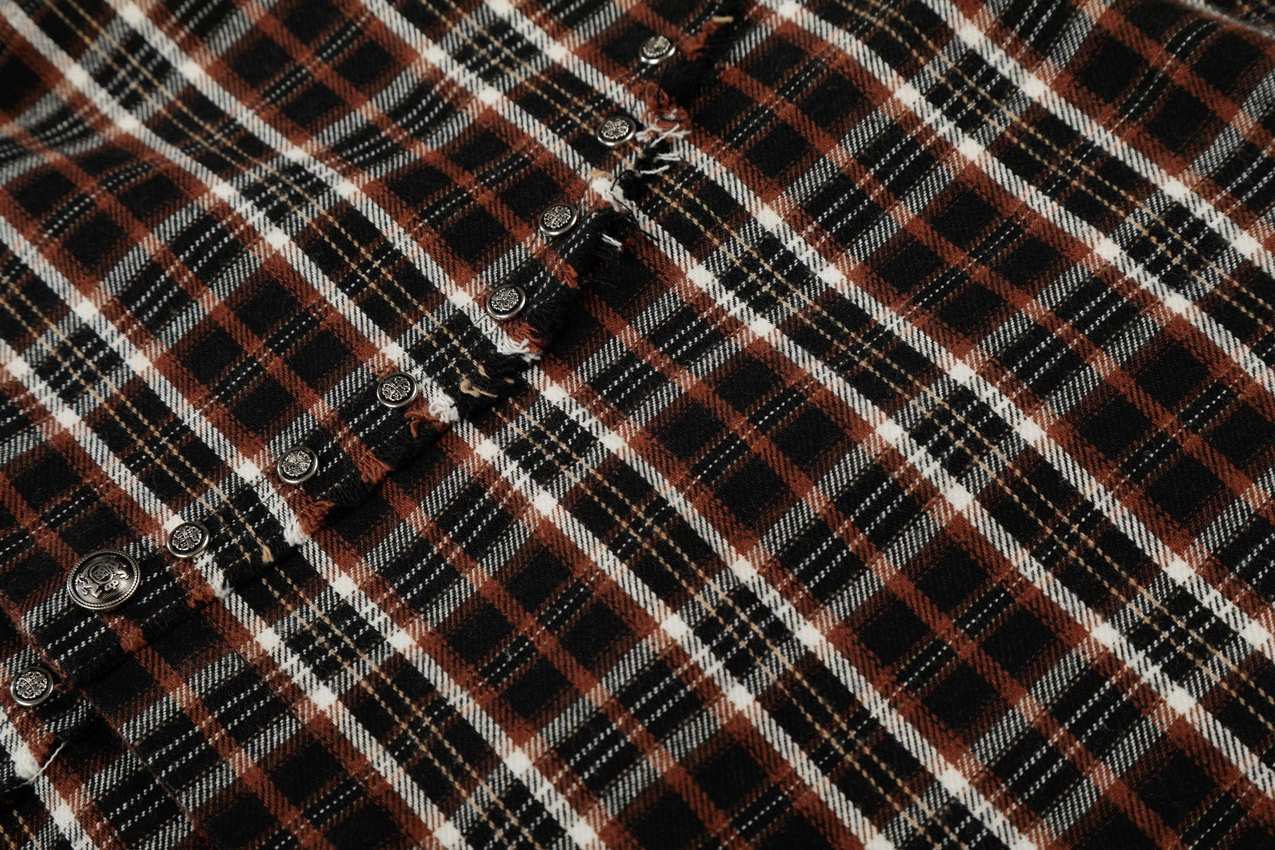 Distressed Plaid Short Sleeve Shirt | Raw Edge Streetwear