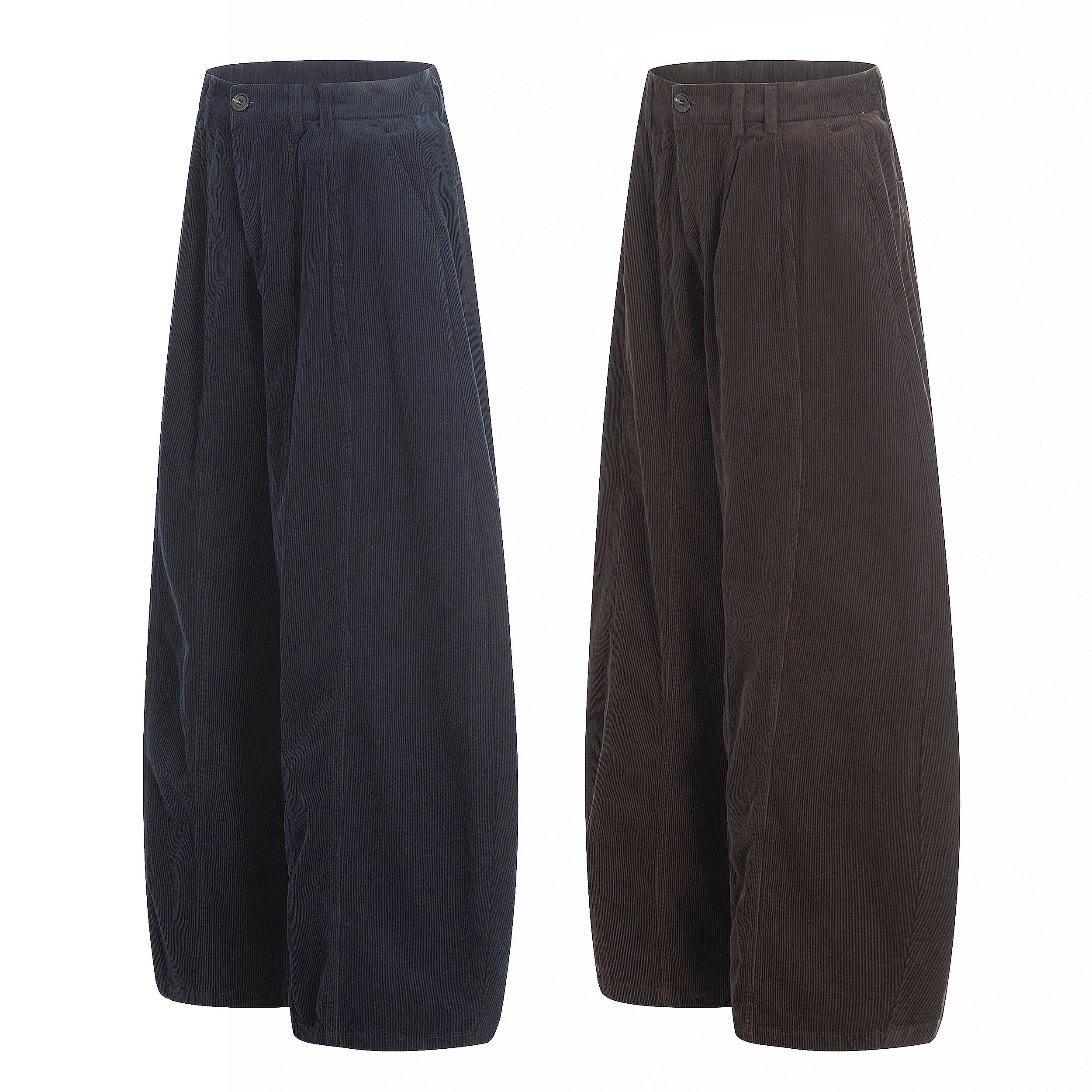 Omirad Wide-Leg Corduroy Pants | 100% Cotton Pleated Trousers