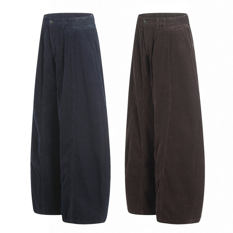 Omirad Wide-Leg Corduroy Pants | 100% Cotton Pleated Trousers