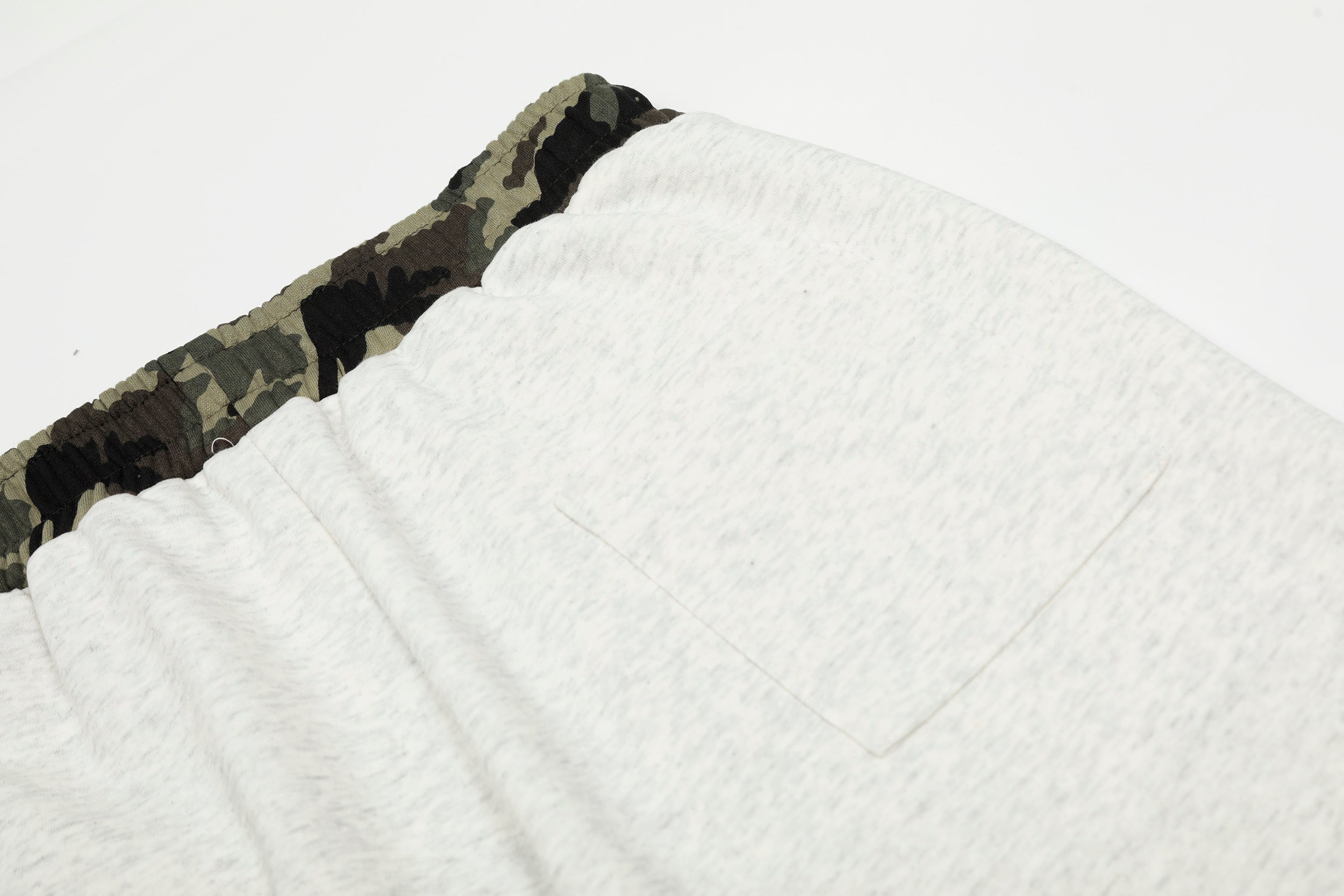 Camo Waist All-Over Text Graphic Wide-Leg Sweatpants