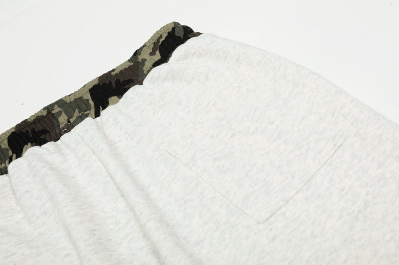 Camo Waist All-Over Text Graphic Wide-Leg Sweatpants