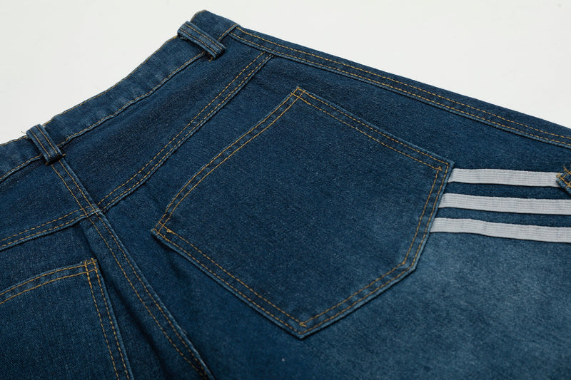 Omirad Stripe Panel Balloon Wide-Leg Denim Pants