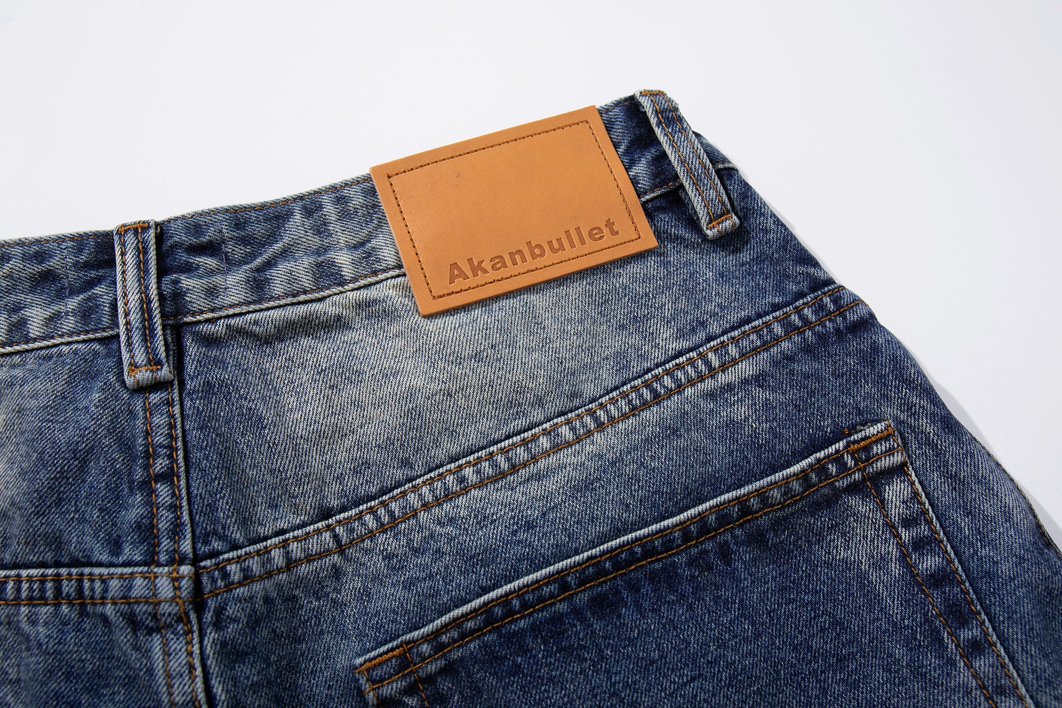 Heavy Distress Fade Wide-Leg Jeans | Vintage Blue Denim