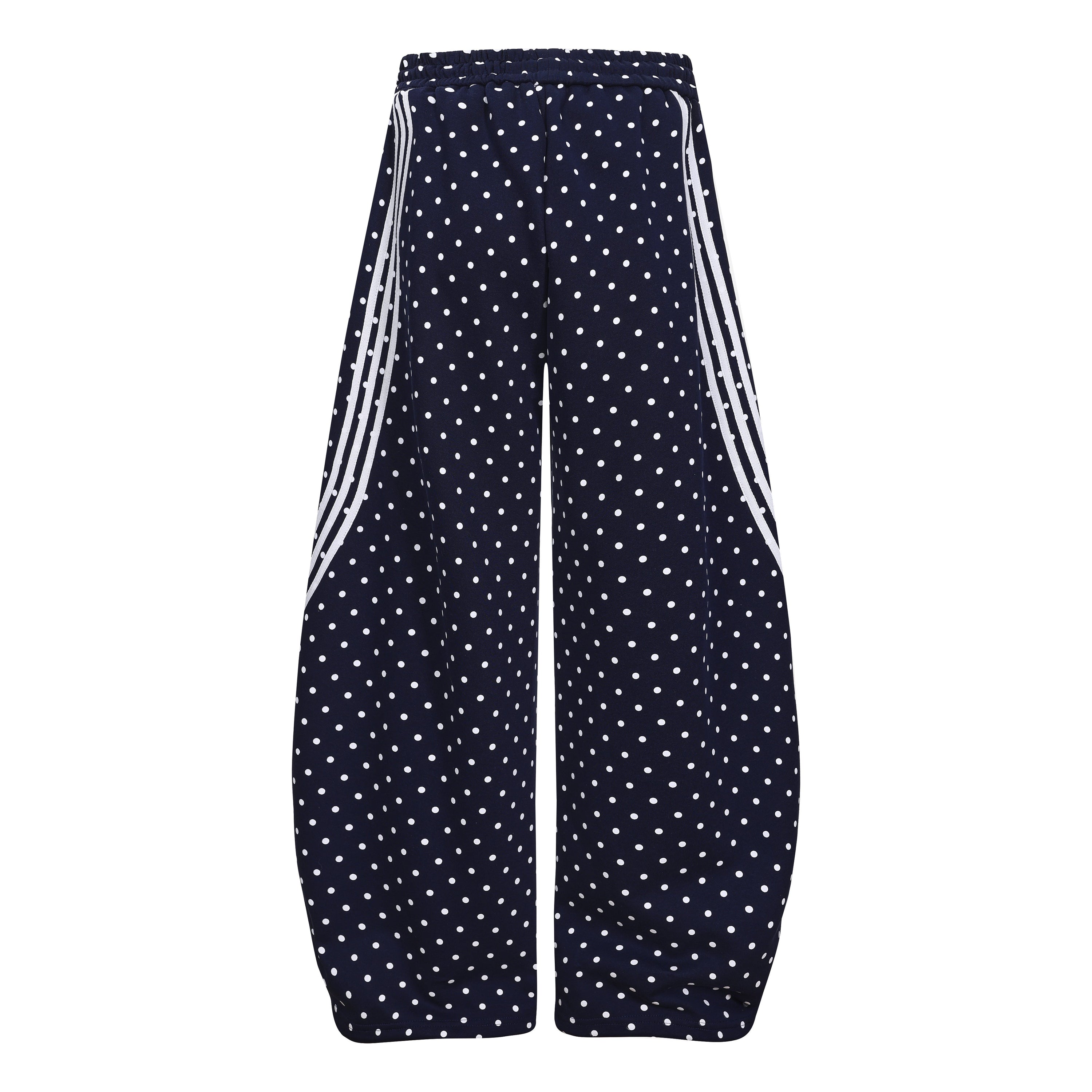 Polka Dot Wide-Leg Sweatpants with Stripe Detail | Omirad