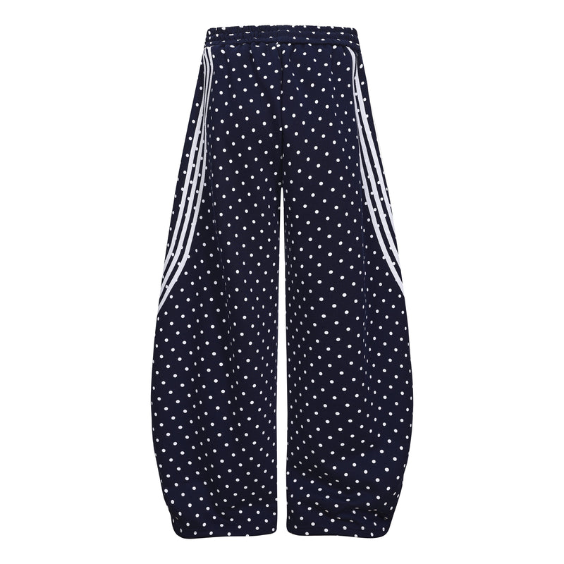 Polka Dot Wide-Leg Sweatpants with Stripe Detail | Omirad