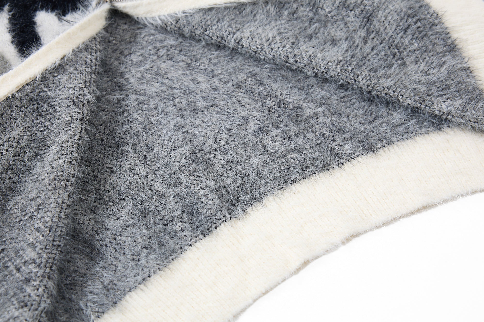 Abstract Flame Pattern Faux-Fur Zip Hoodie | Streetwear