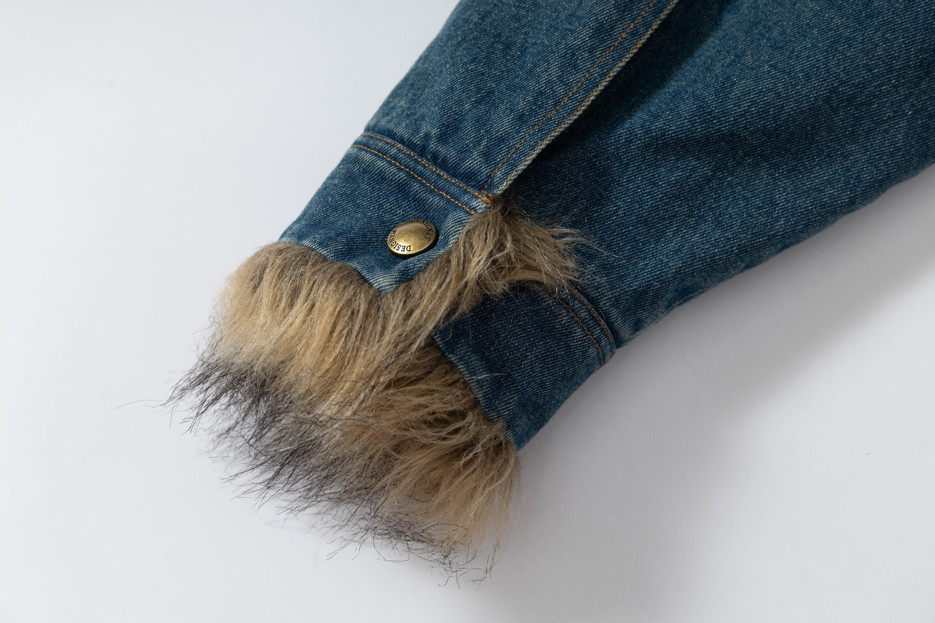 Oversized Faux-Fur Collar Denim Jacket | Vintage Wash