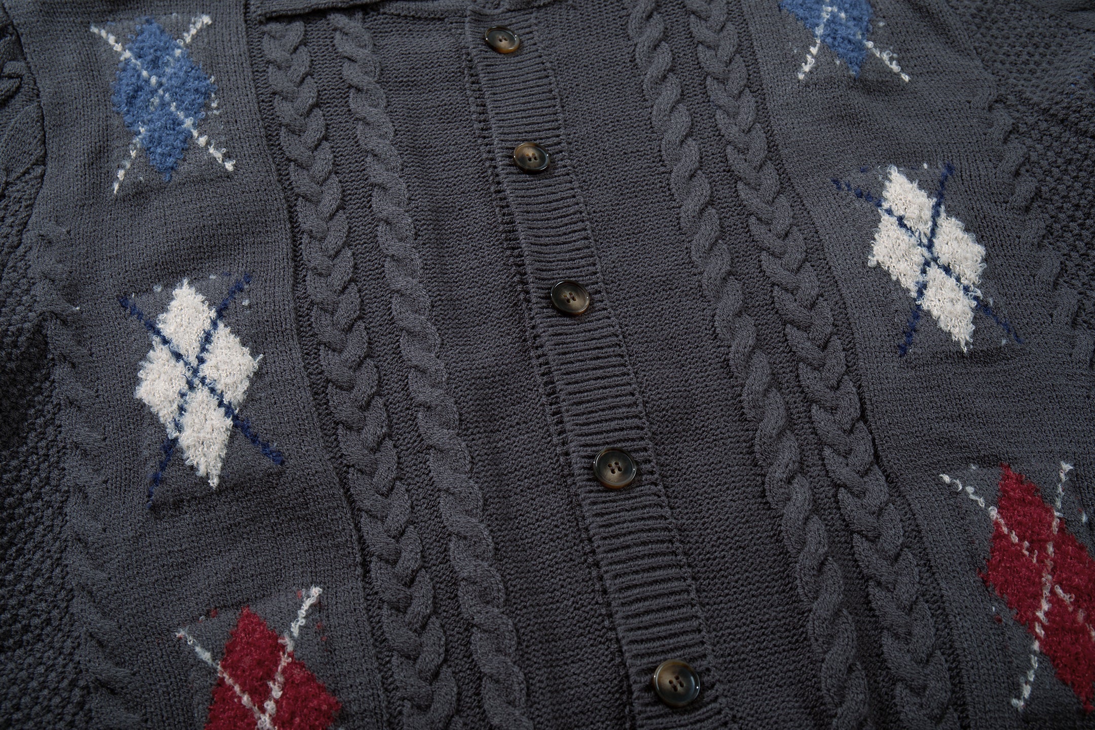 Argyle Cable Knit Cardigan | Vintage Prep Street Style