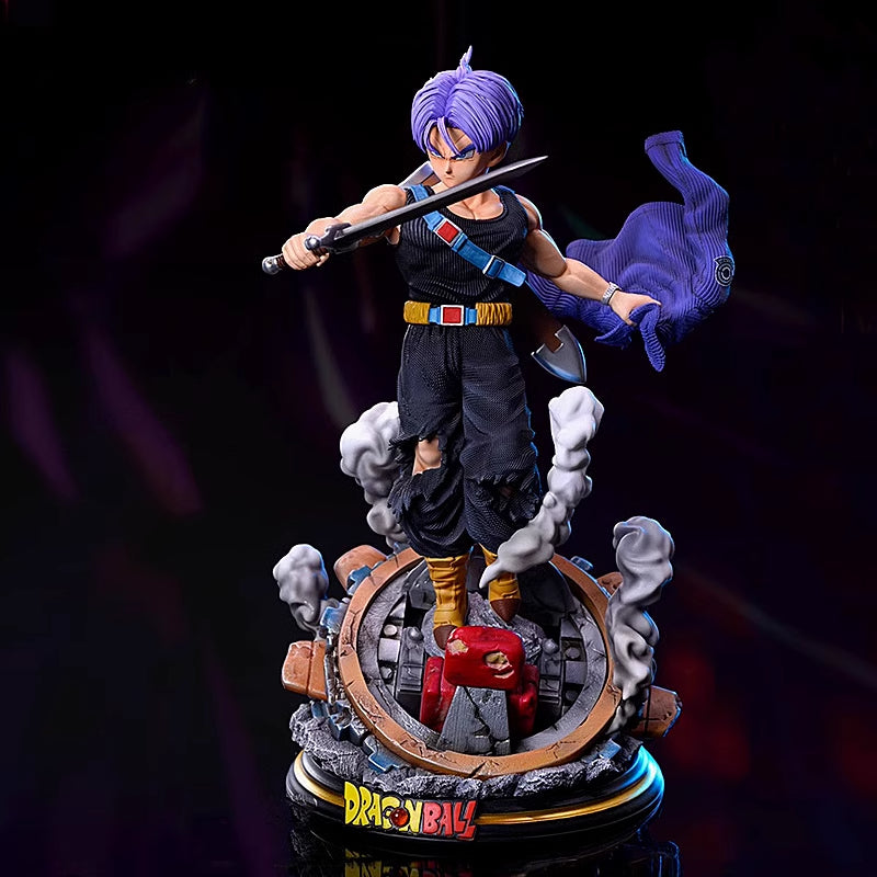 Dragon Ball Z Trunks Figura - 25 cm, 0.8 kg - pose de espada en una cápsula destruida