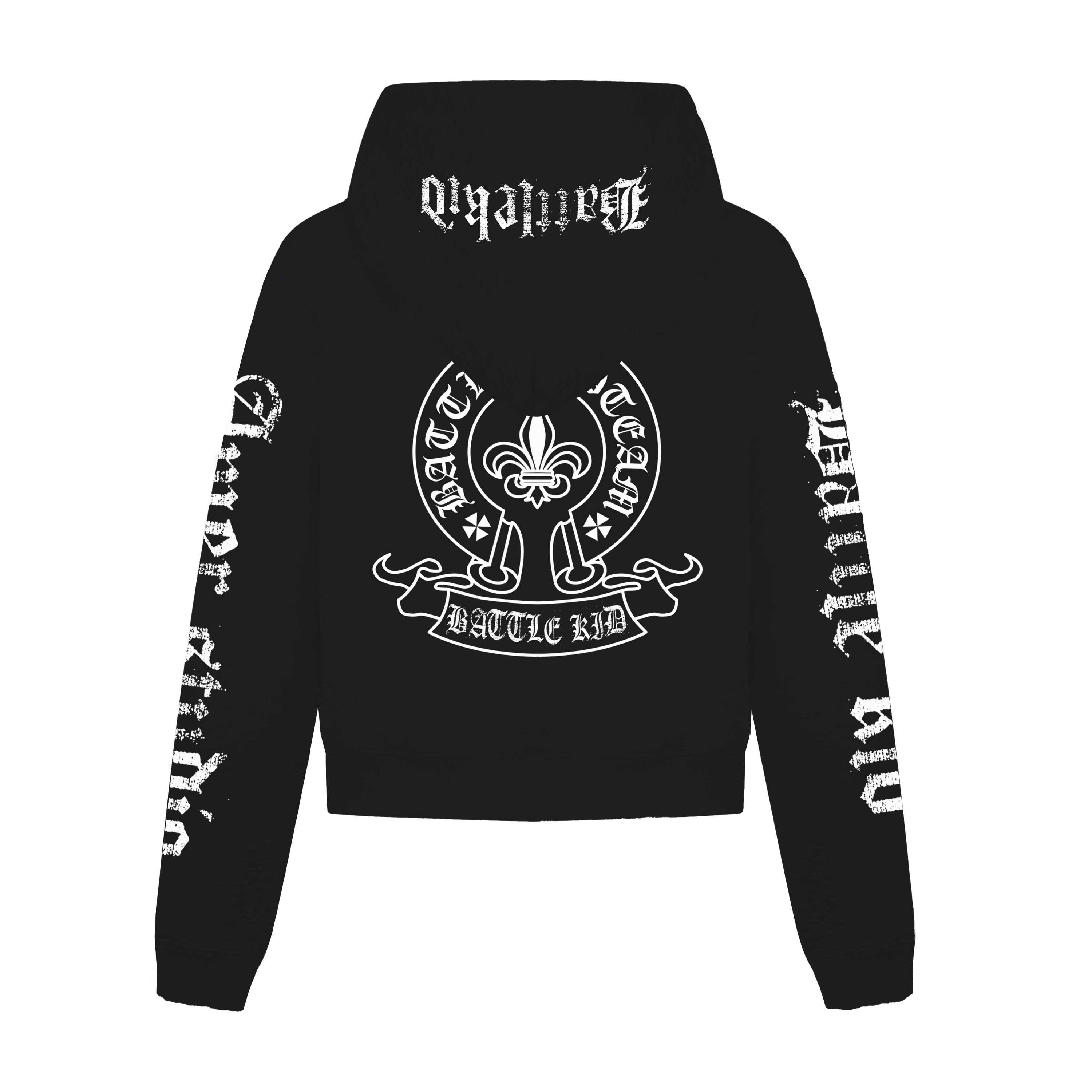 Gothic Letter Zip-Up Hoodie | Streetwear Crest Graphic