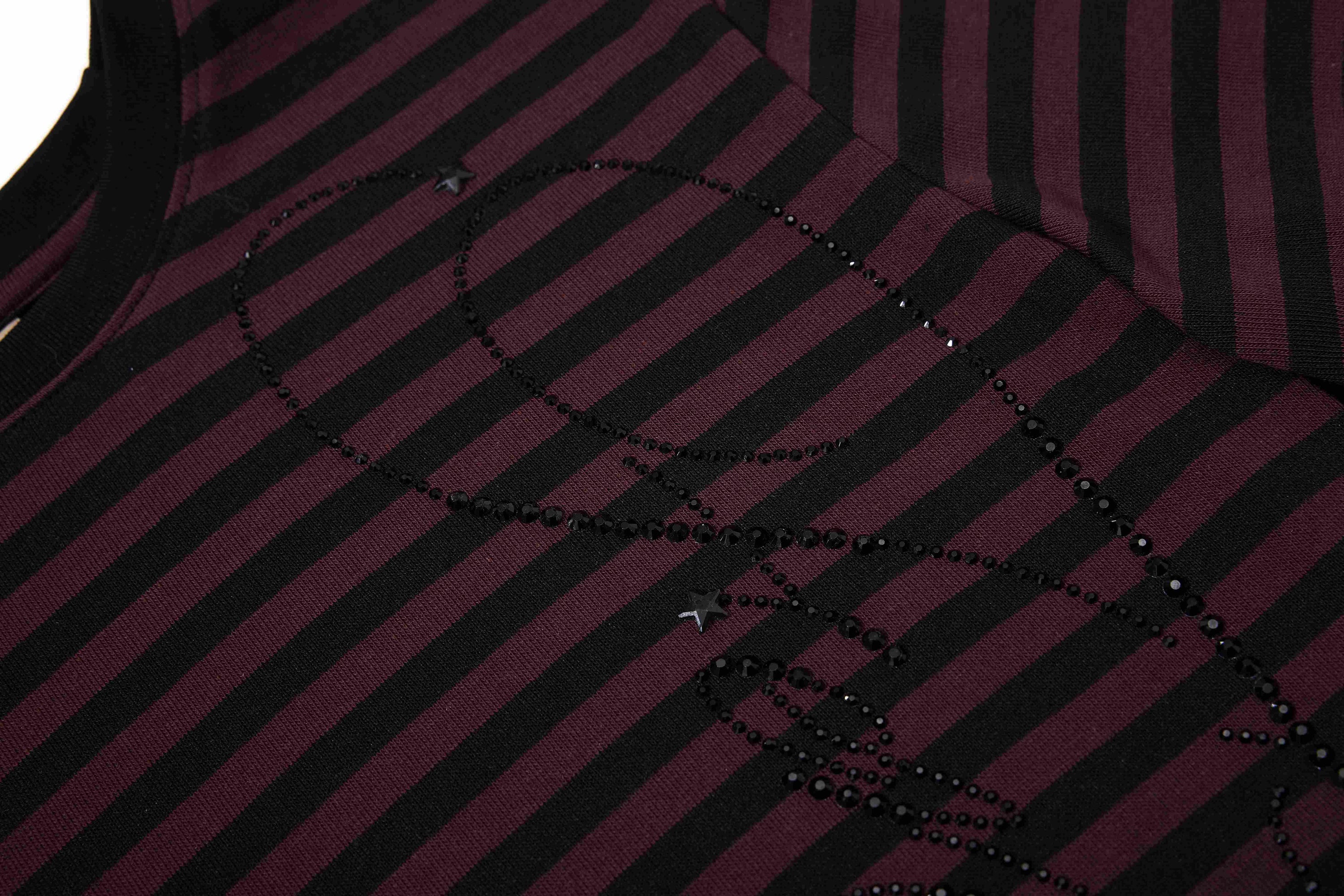 Omirad Rhinestone Stripe Tee | Gothic Script Streetwear