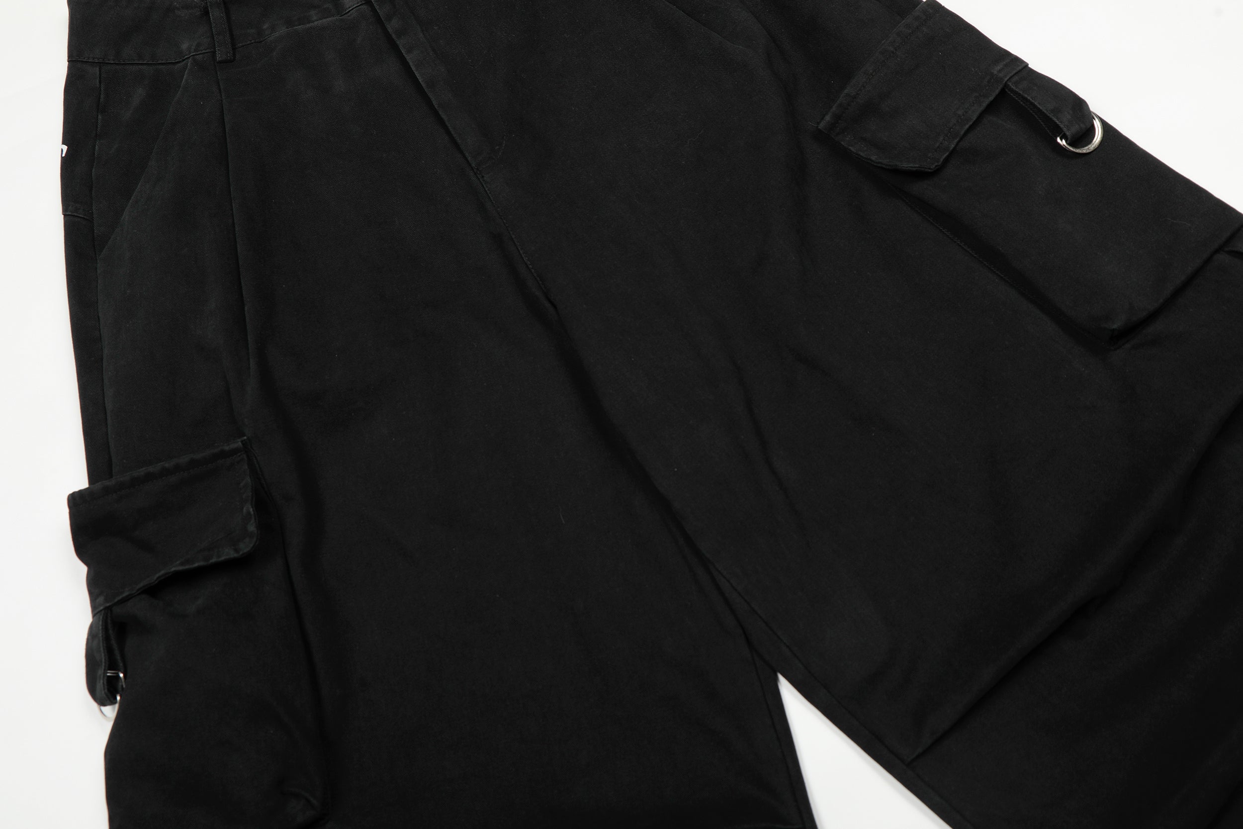 Omirad Typography Cargo Wide-Leg Pants | Black Streetwear