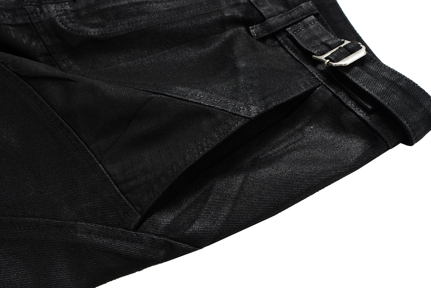Omirad Curved-Stitch Leather-Effect Wide-Leg Pants