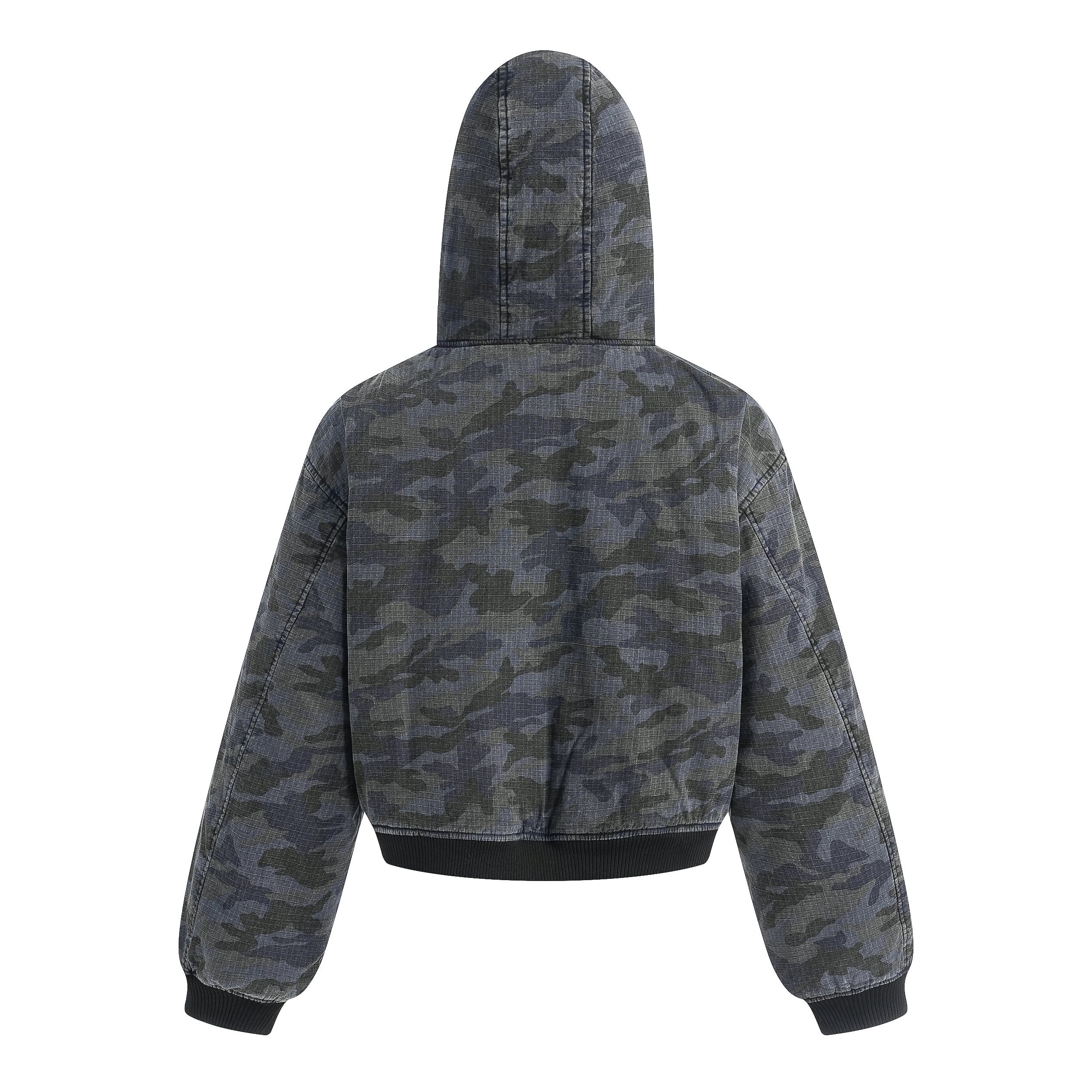 Reversible Camo Hooded Bomber Jacket | Two-Way Style