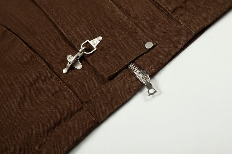 Metal Toggle Cotton Work Jacket | Utility Streetwear