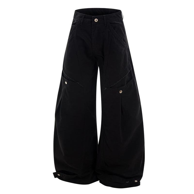 Multi-Panel Utility Wide-Leg Cargo Pants | 100% Cotton