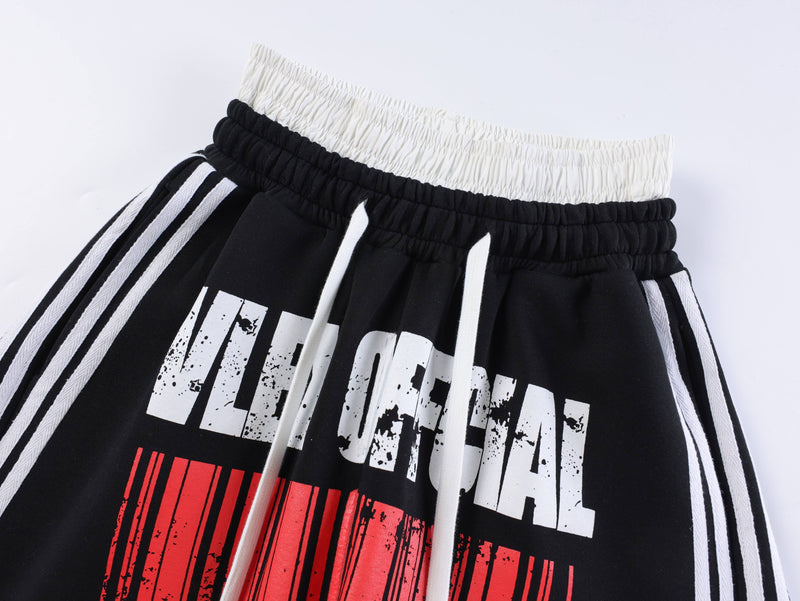 Barcode Graphic Wide-Leg Sweatpants | Streetwear Joggers