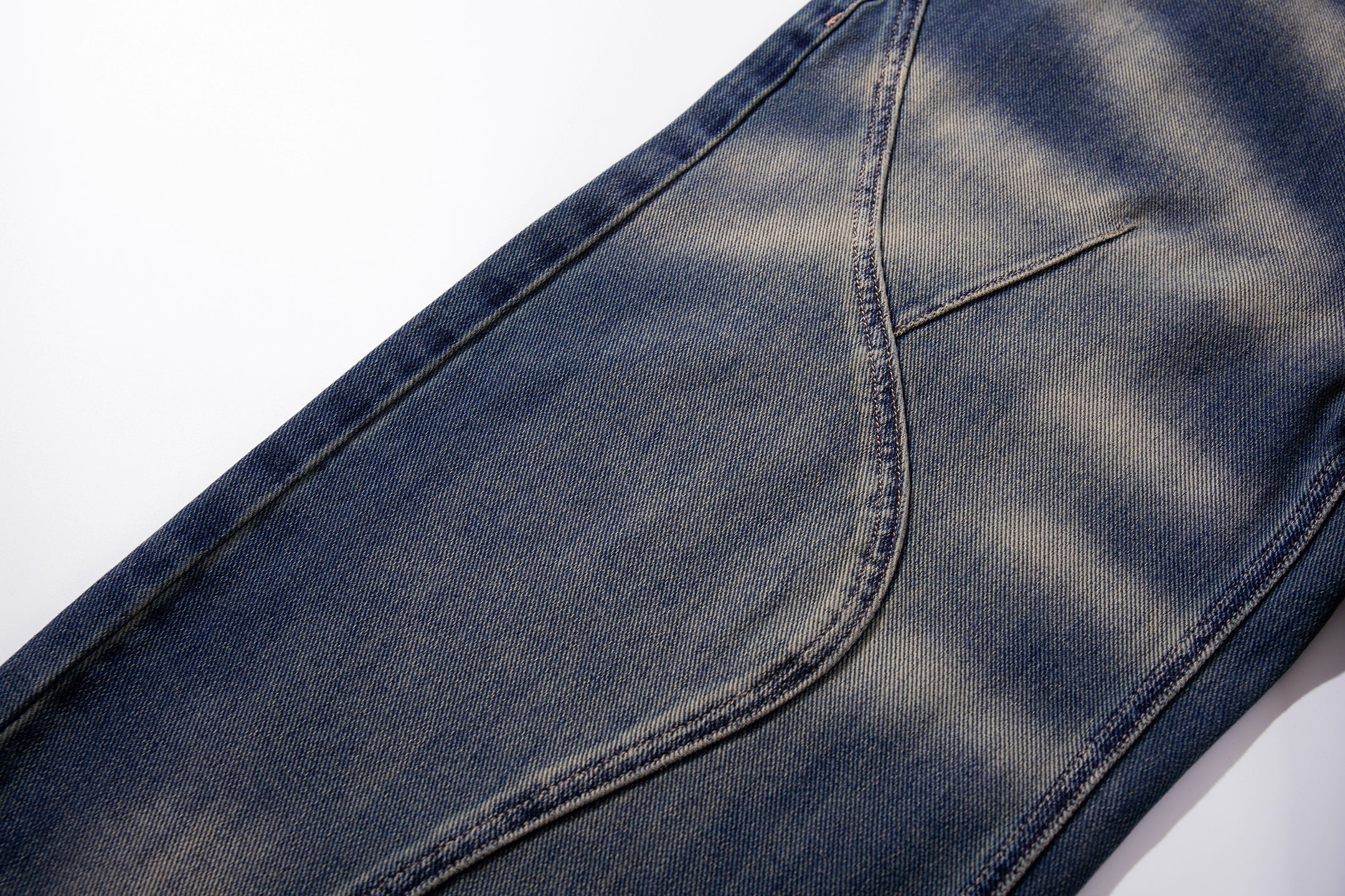 Curve-Panel Smoke-Fade Wide-Leg Jeans | Vintage Blue Denim
