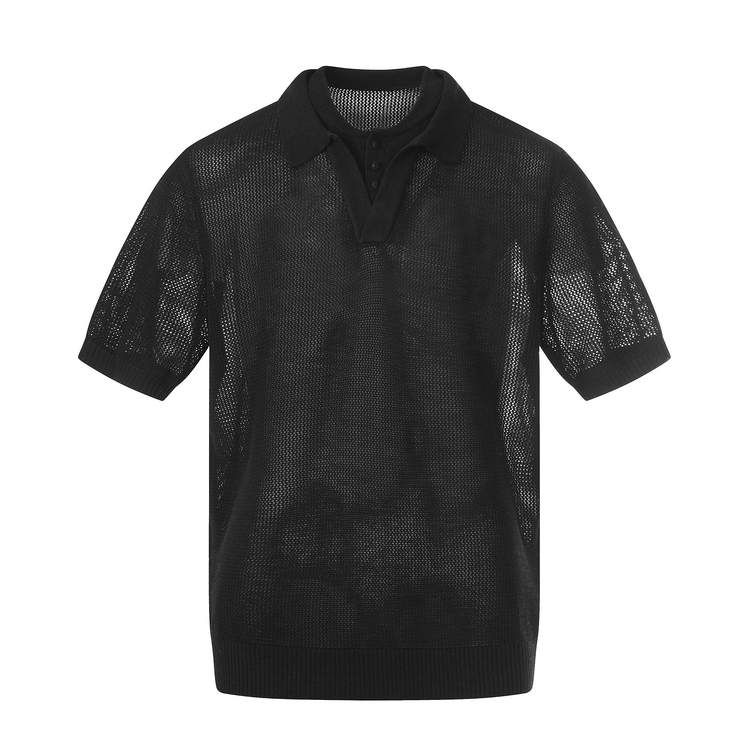 Men's Open Knit Polo Shirt | Breathable Cotton Summer Tee
