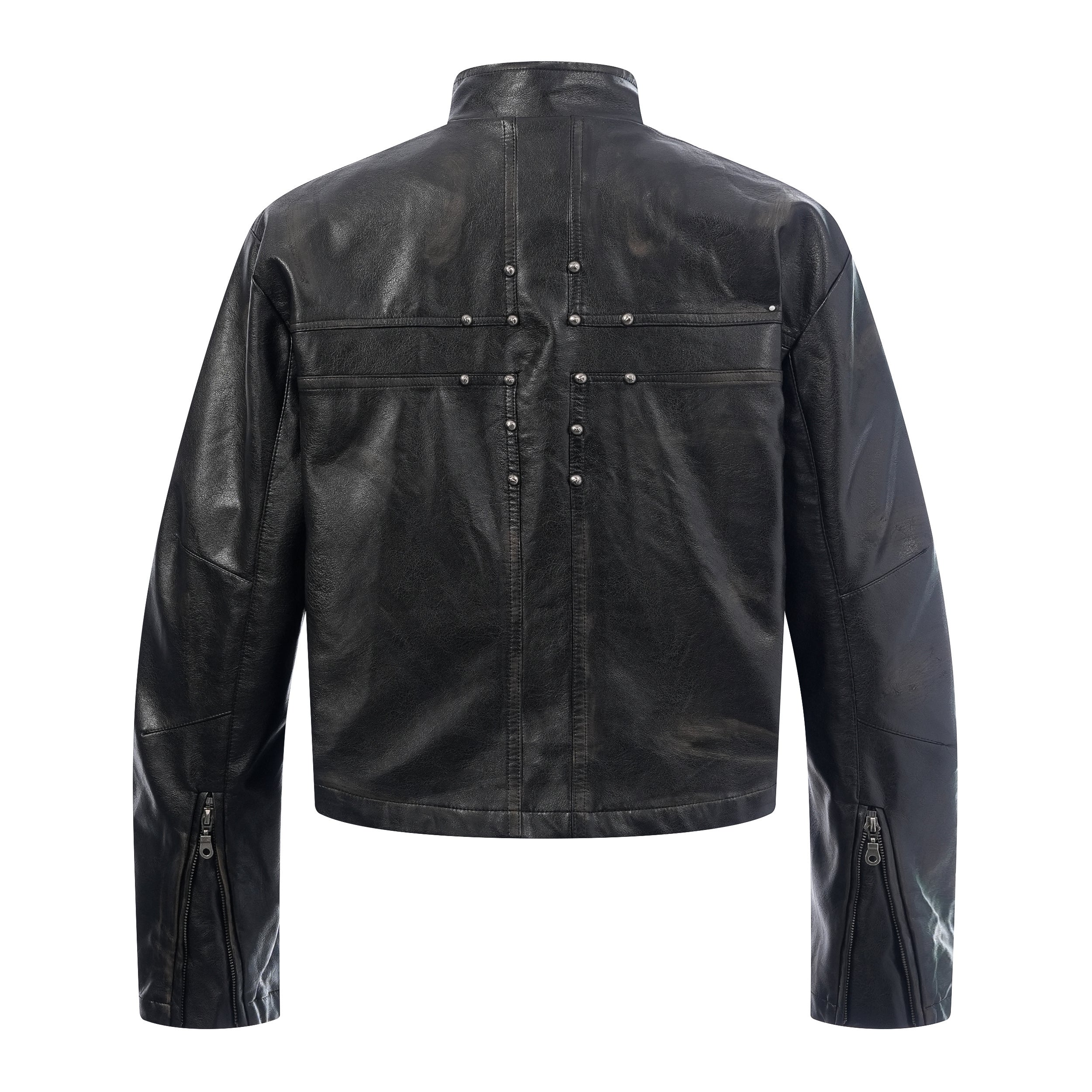 Omirad Men's Faux Leather Biker Jacket | Full-Zip Moto Style