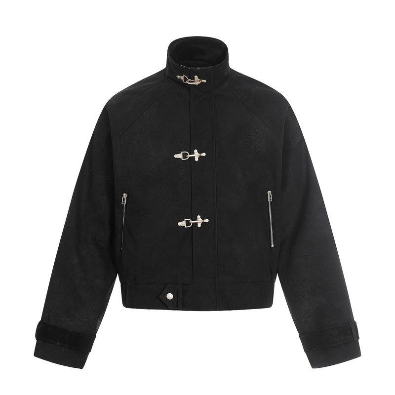 Omirad Textured Utility Jacket | Metal Clasp Streetwear