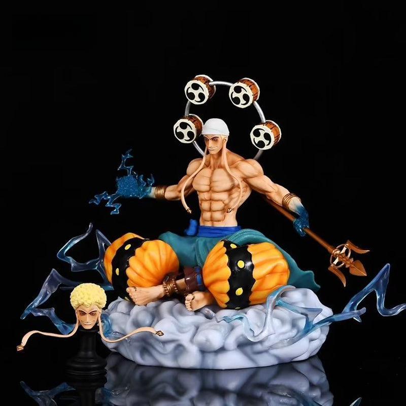 Enel Action Figurine – 25cm with Cloud Base, Staff, and Interchangeable Head, Limited Edition – One Piece Collectible