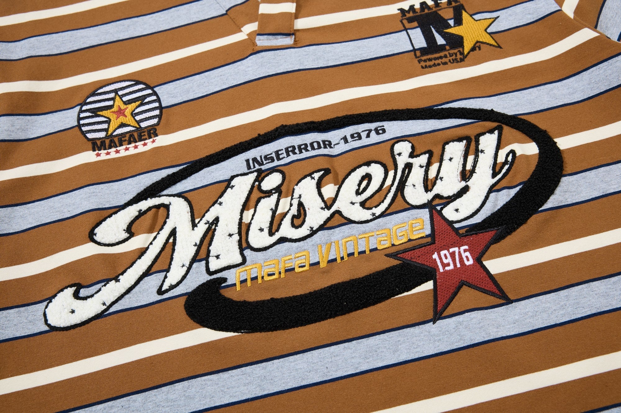 Vintage Striped Varsity Tee | Embroidered Y2K Streetwear