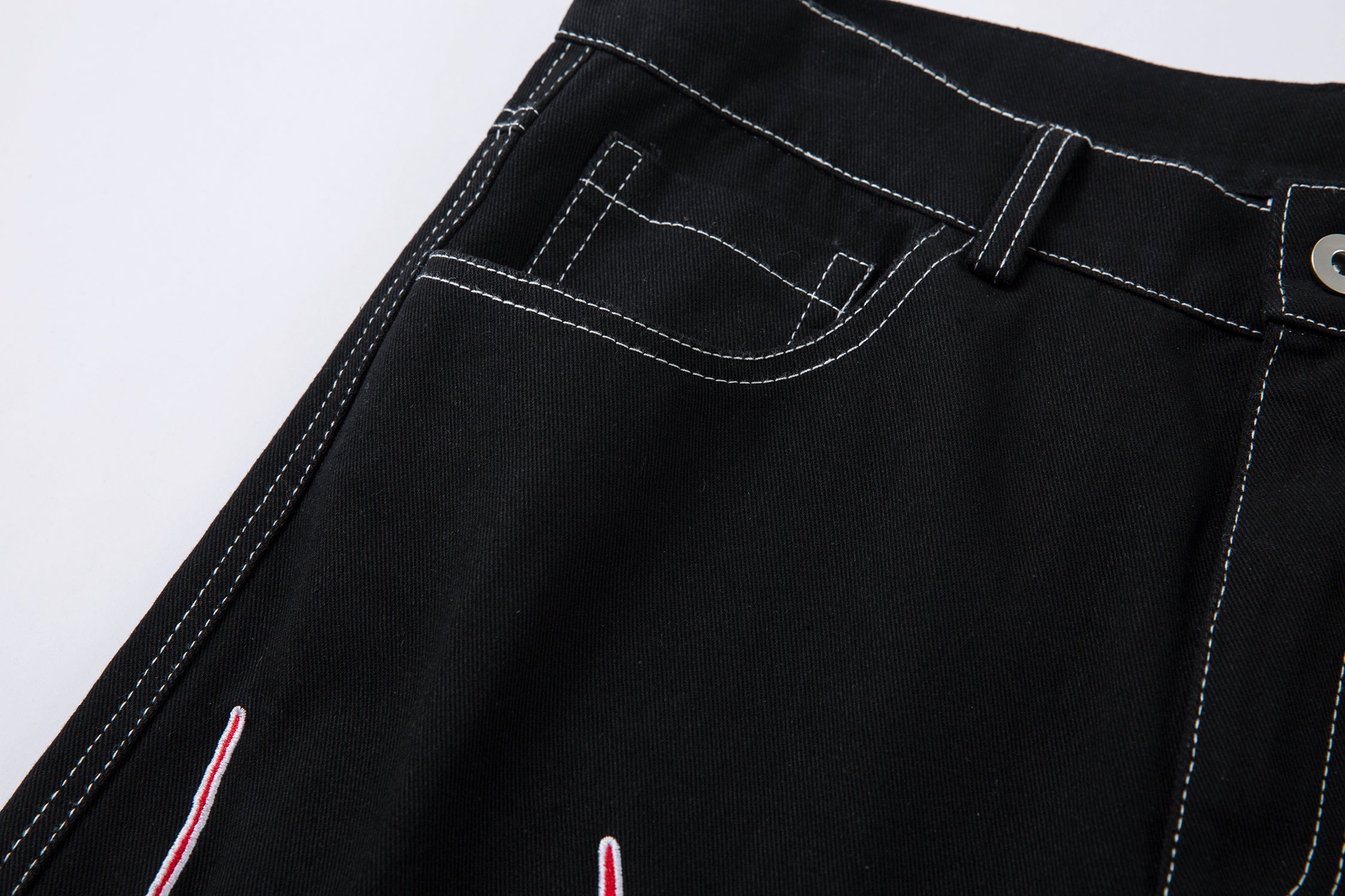 Flame Graphic Wide-Leg Black Denim Jeans | Streetwear