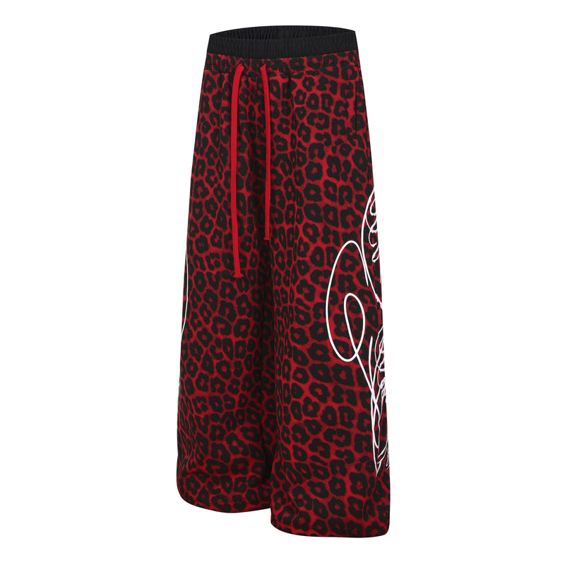 Omirad Leopard Panel Sweatpants | Wide-Leg Streetwear