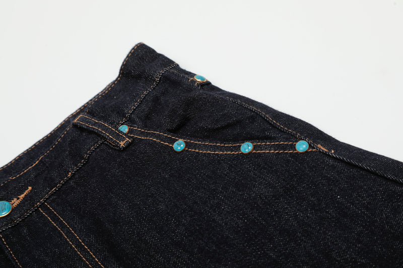 Omirad Studded Dark-Wash Wide-Leg Jeans | SEAKOFF