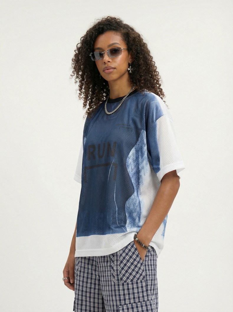 Omirad Run Graphic Mesh Jersey | Streetwear Athletic Tee