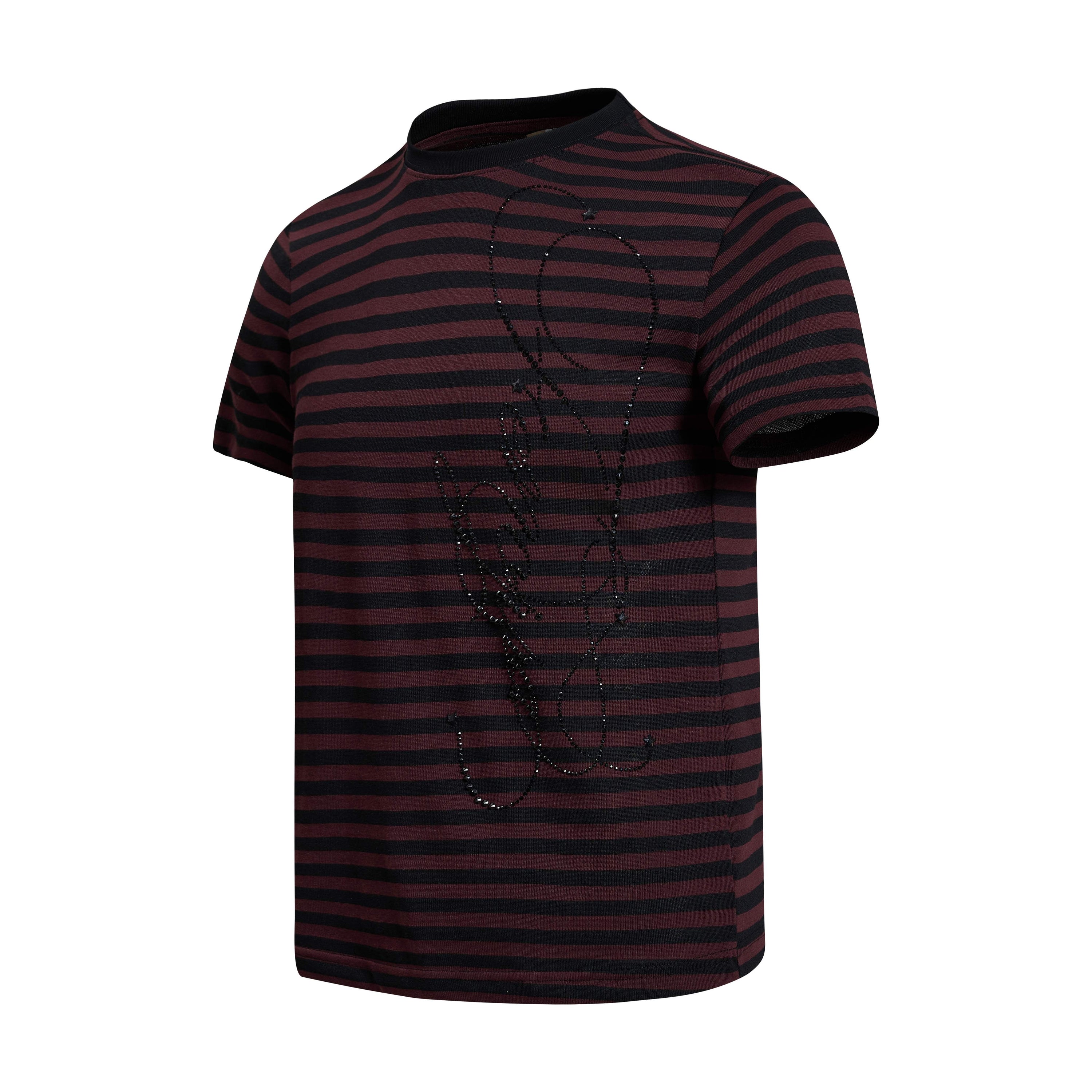 Omirad Rhinestone Stripe Tee | Gothic Script Streetwear