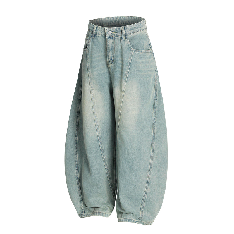 Omirad Curved Barrel Jeans | Wide Leg Vintage Wash Denim