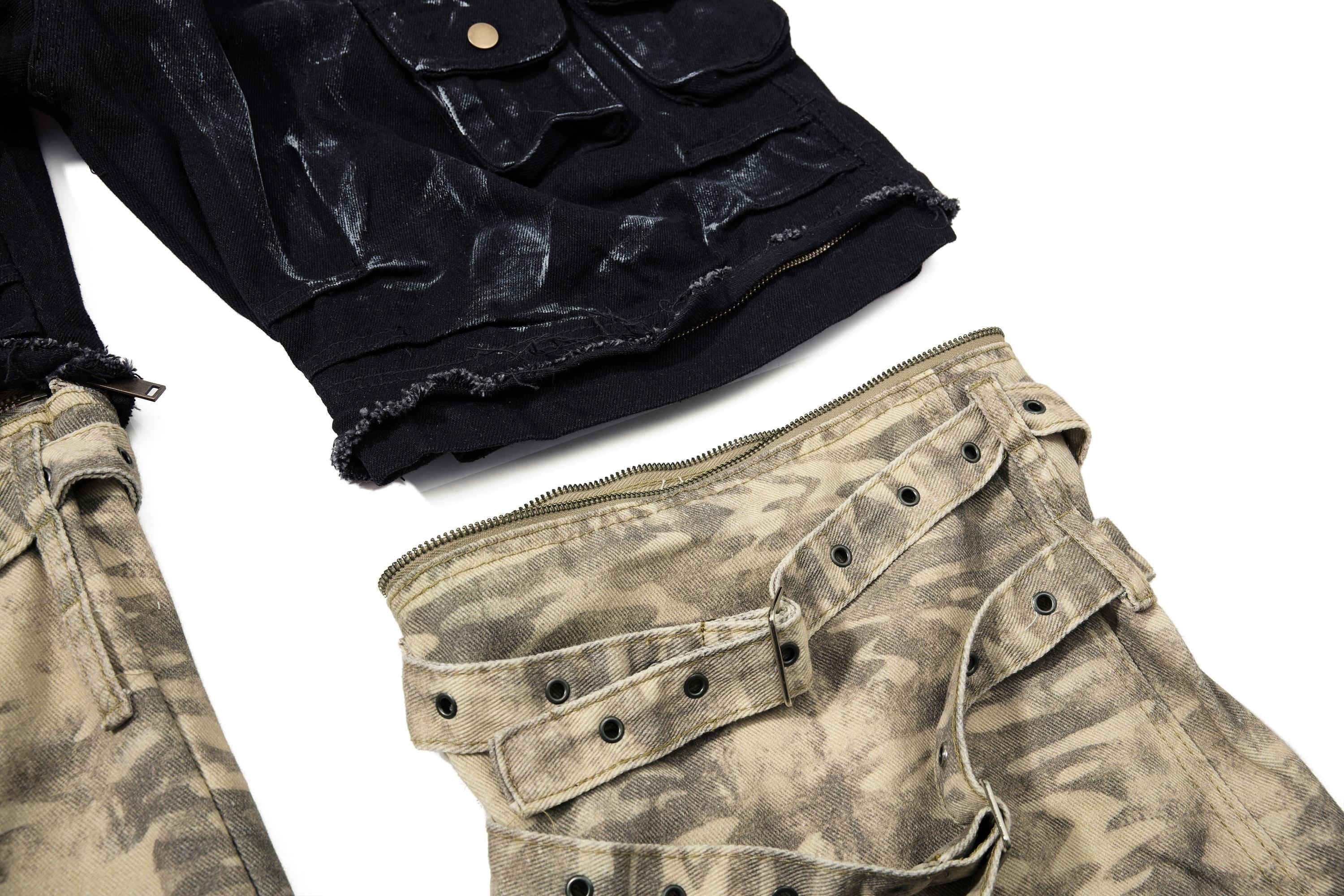 Omirad Washed Utility Cargo Denim Pants | Layered Streetwear