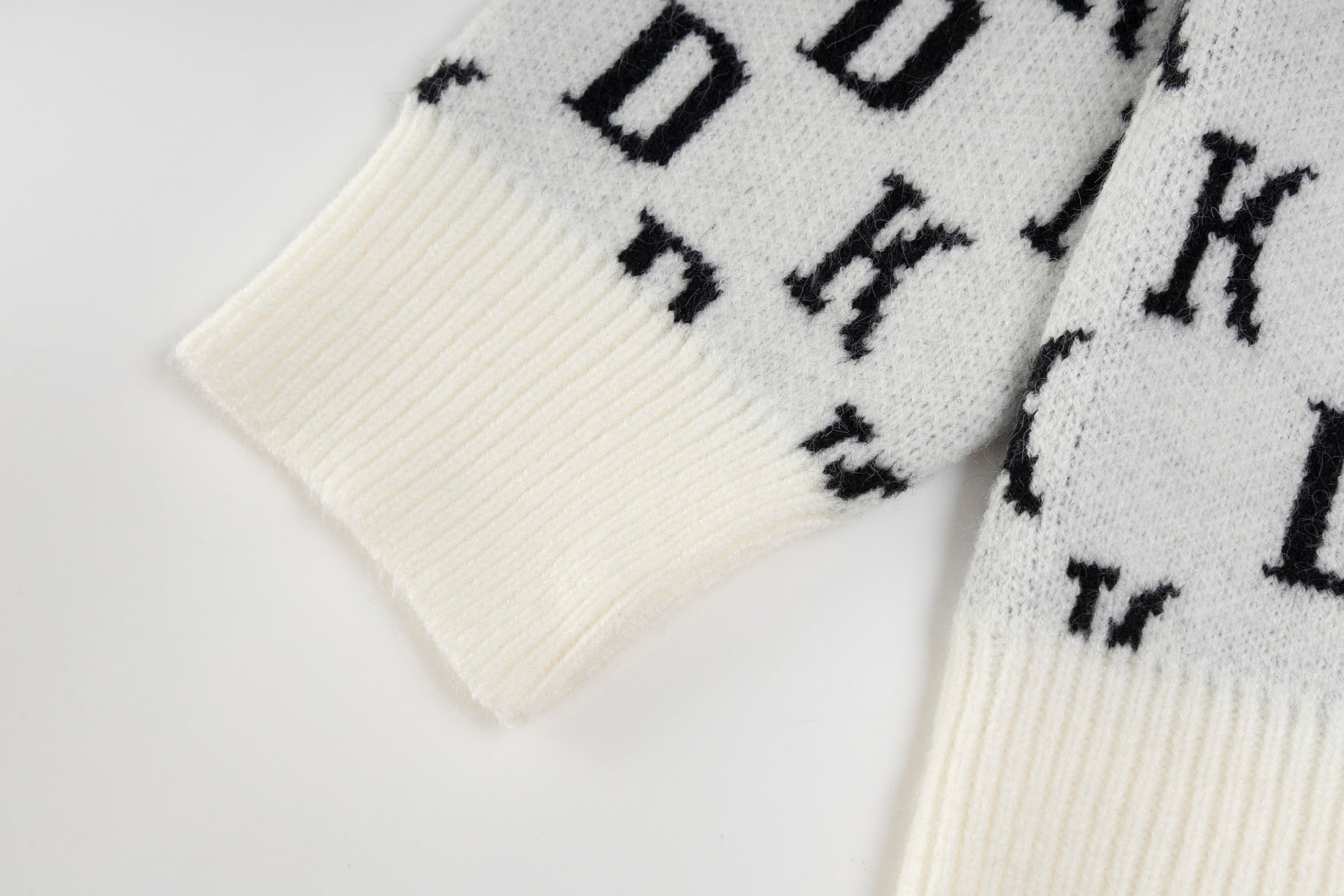 DK Allover Monogram Knit Zip Hoodie | Gothic Cross Embroidery