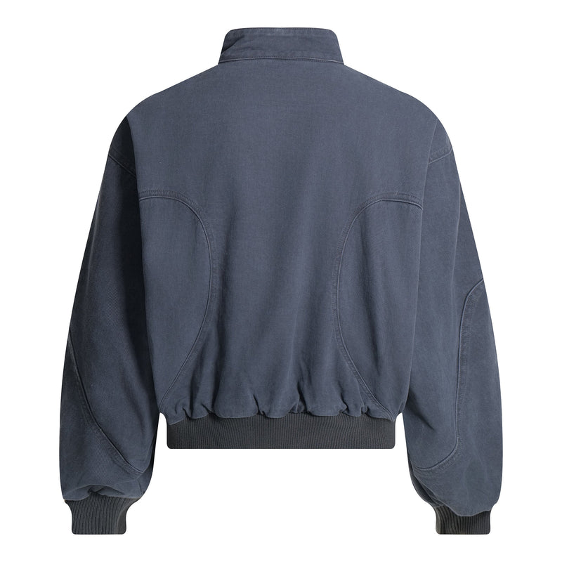 Washed Curved-Panel Bomber Jacket | Relaxed Fit Cotton