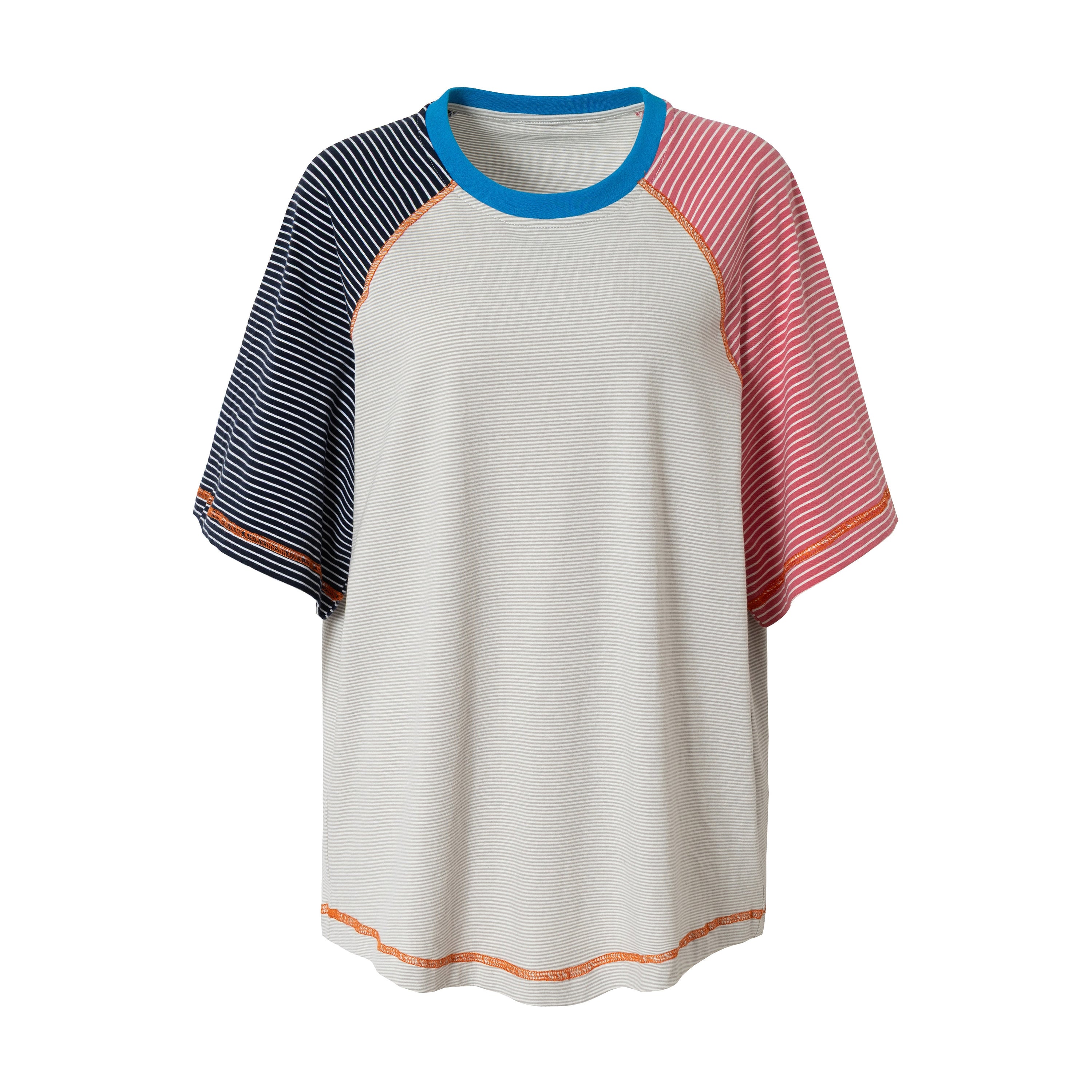 Color Block Contrast Stripe Raglan T-Shirt | Relaxed Fit