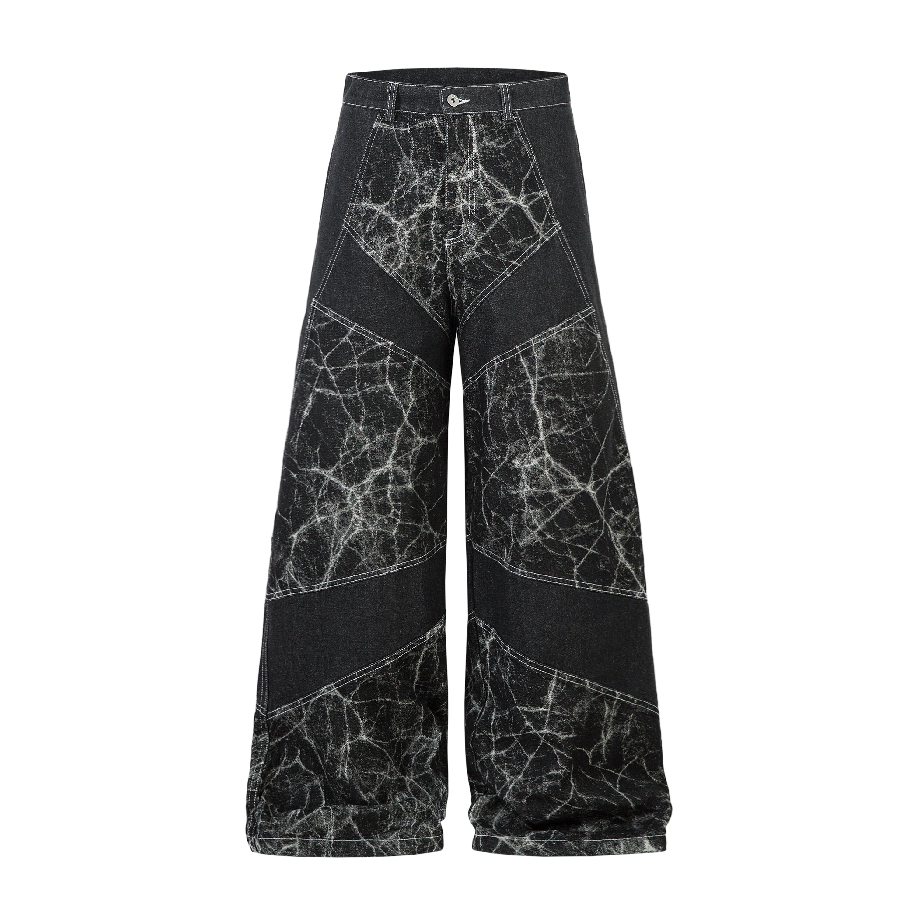 Omirad Cracked-Pattern Wide-Leg Jeans | Streetwear Denim