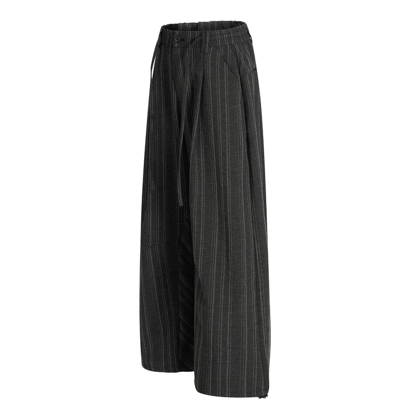 Omirad Striped Wide-Leg Pants | Pleated Pinstripe Trousers