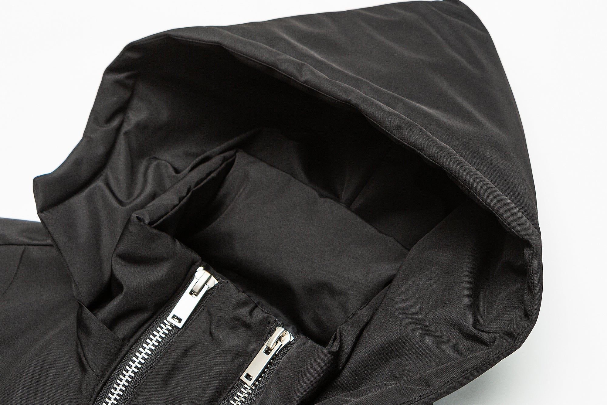 Omirad Dual-Zip Hooded Tech Puffer Jacket | Black Oversized