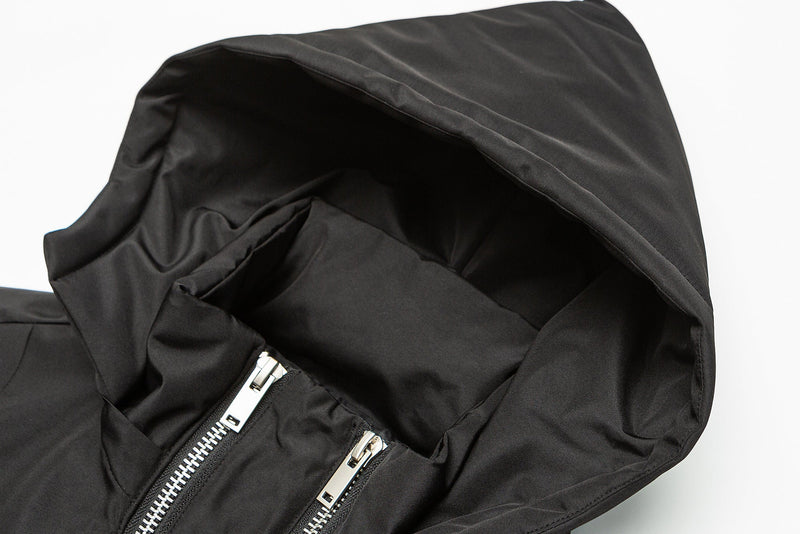 Omirad Dual-Zip Hooded Tech Puffer Jacket | Black Oversized