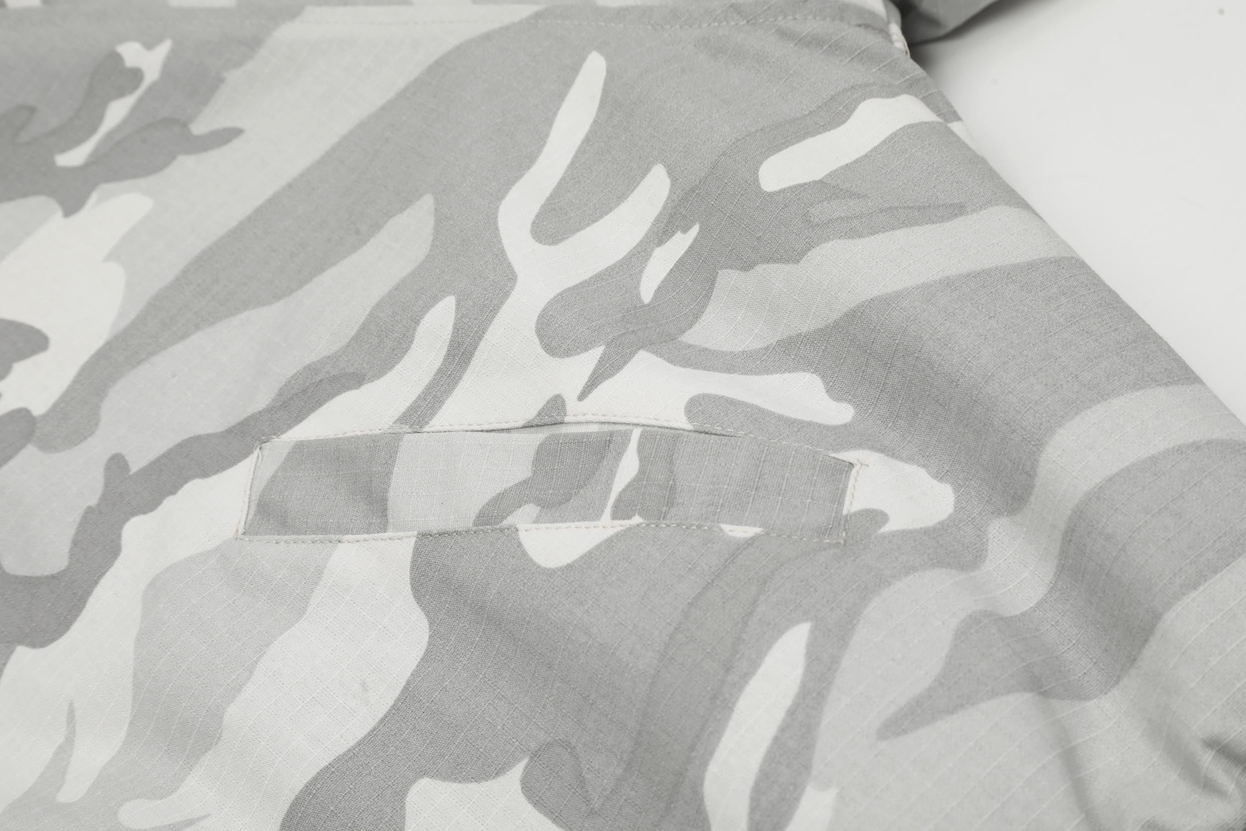 White Camo Faux Fur Hooded Padded Bomber Jacket