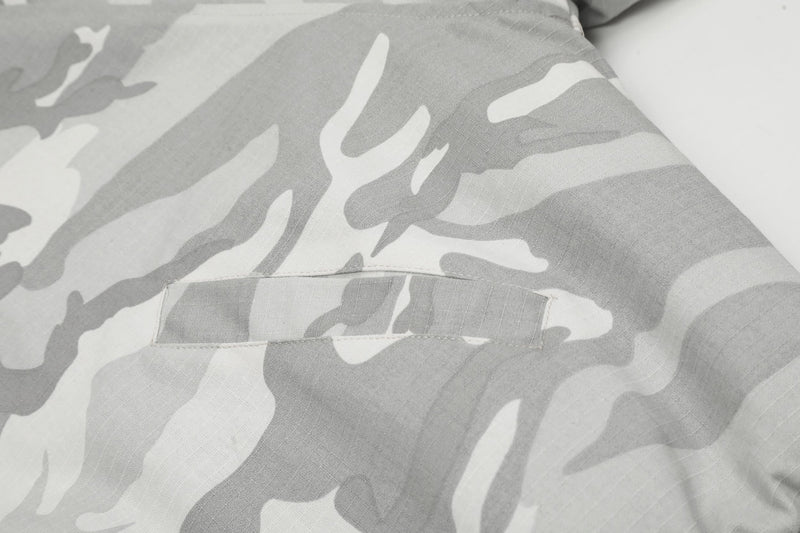 White Camo Faux Fur Hooded Padded Bomber Jacket