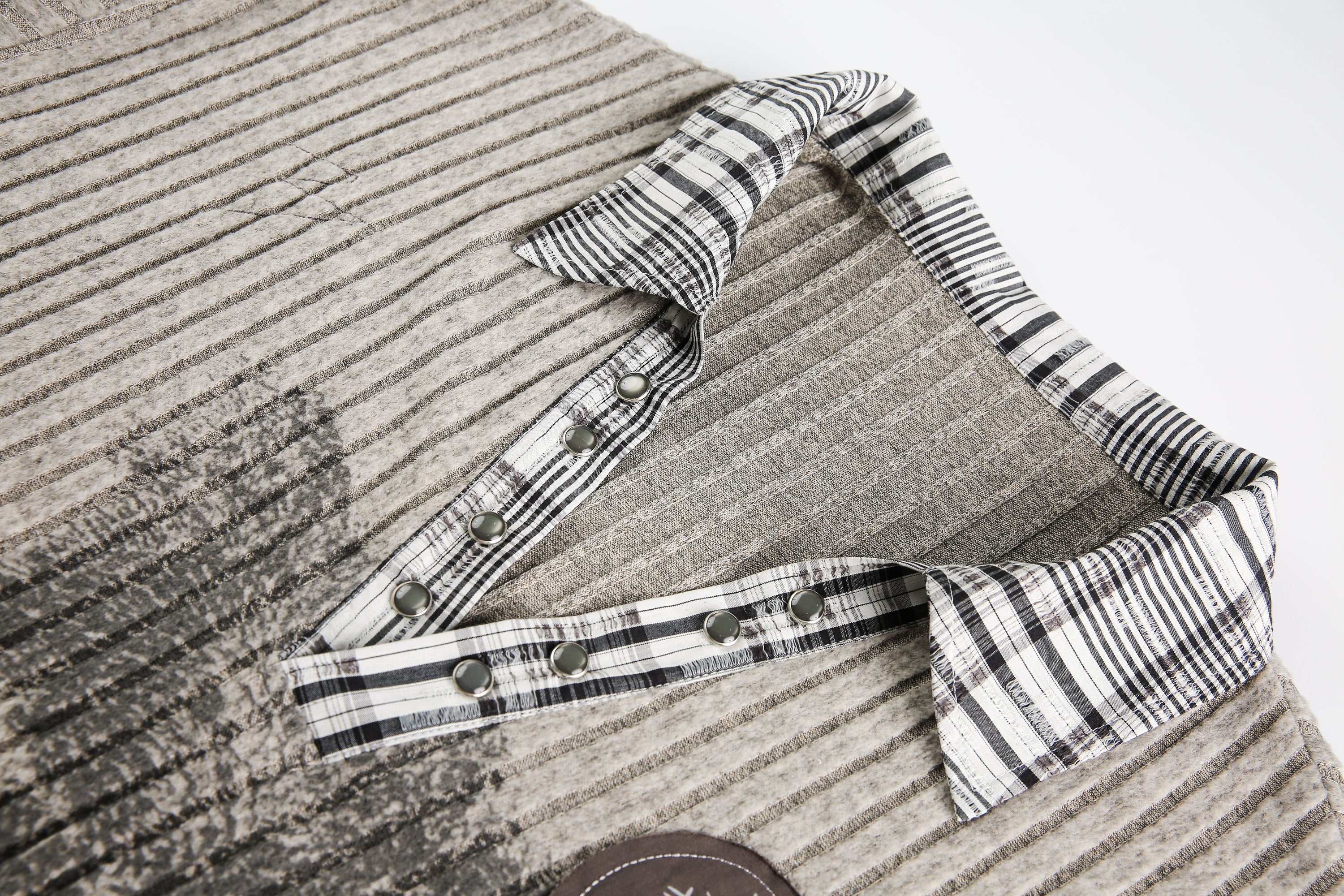 Plaid Layered Bear Graphic Ribbed Knit Sweater | Streetwear
