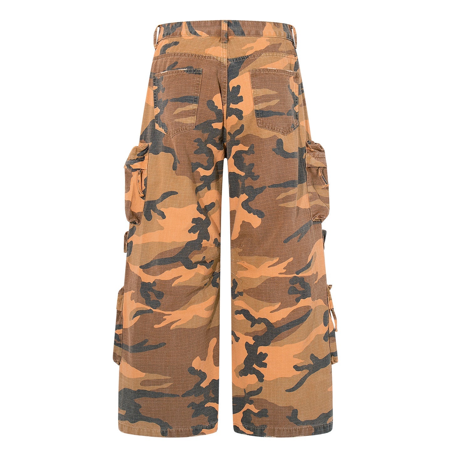 Heavy Tactical Camo Multi-Pocket Wide-Leg Cargo Pants