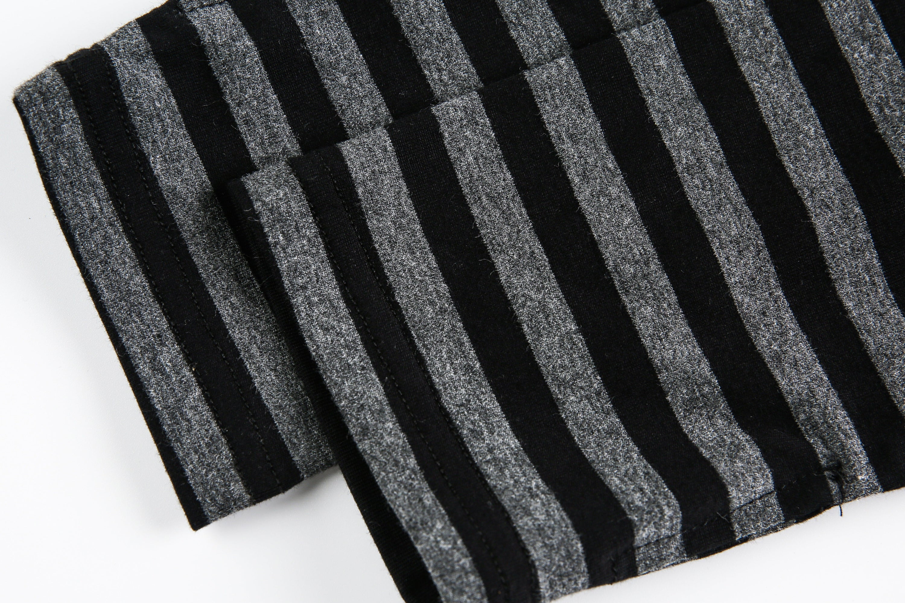 Omirad Layered Grunge Graphic Sweater | Striped Sleeve Top