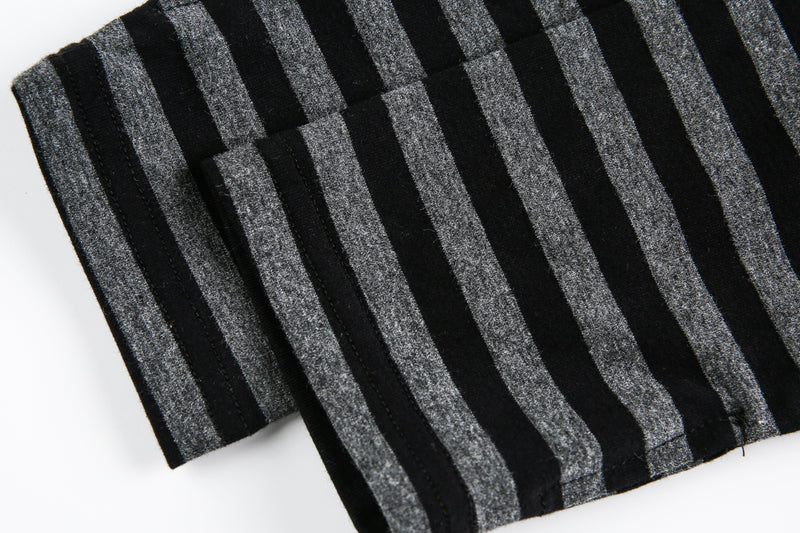 Close-up of black and gray striped sleeve fabric