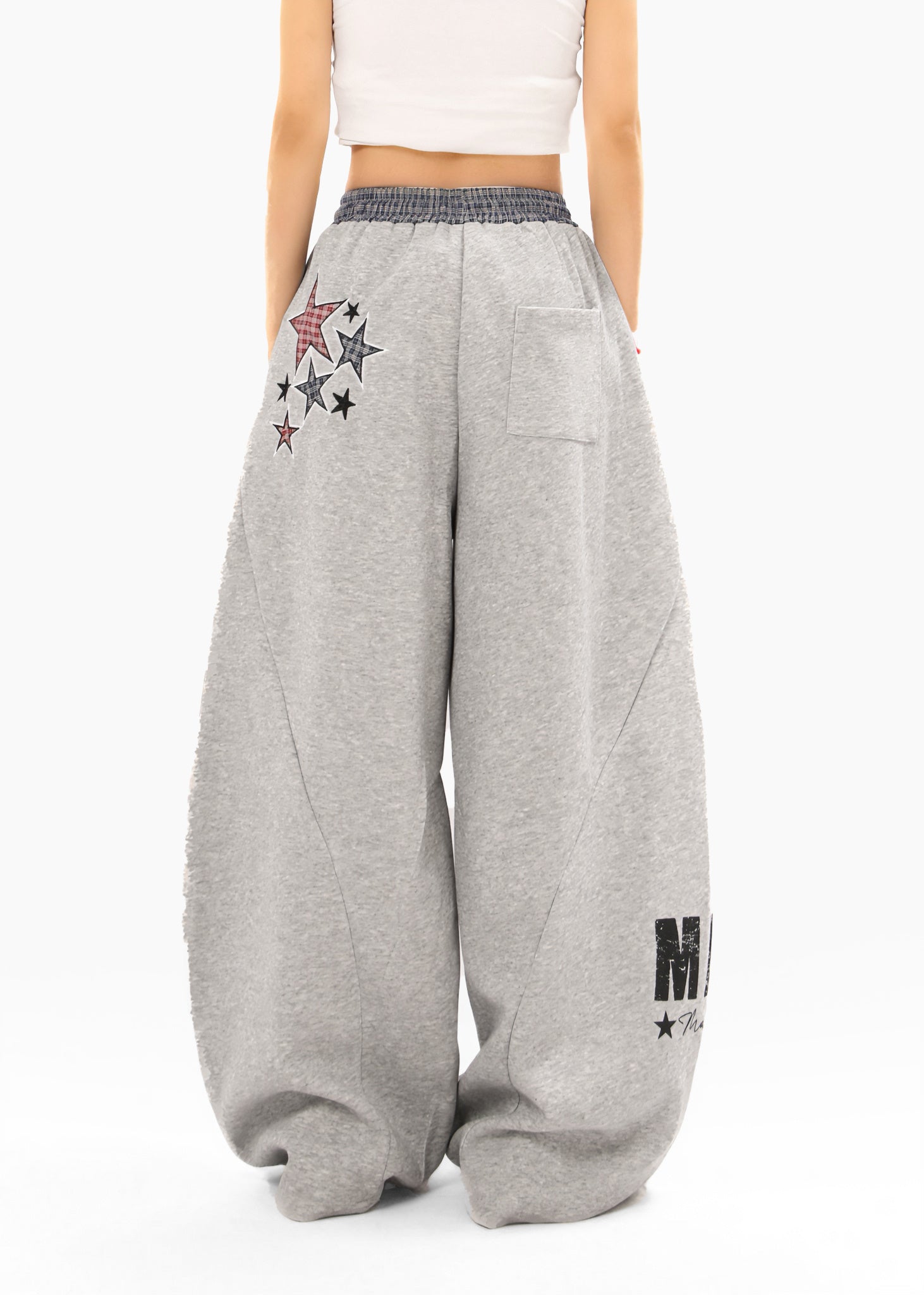 Double-Waist Checkered Print Wide-Leg Track Pants | Y2K Streetwear