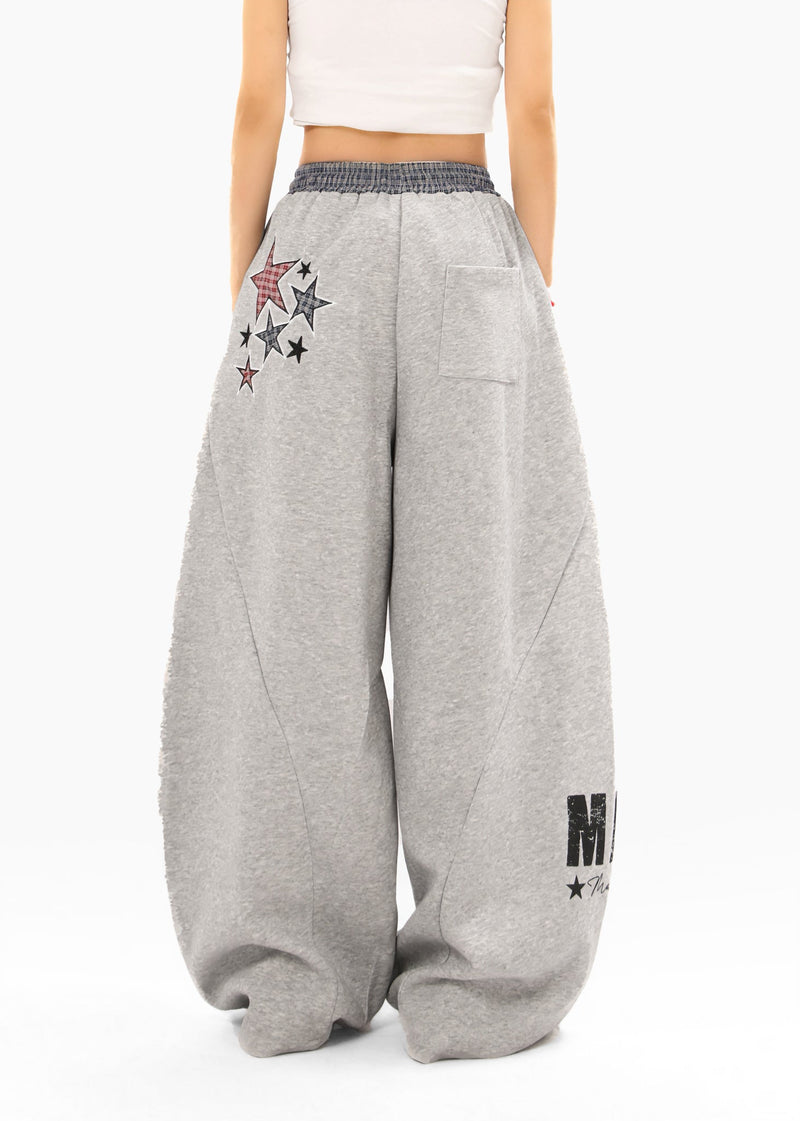 Double-Waist Checkered Print Wide-Leg Track Pants | Y2K Streetwear