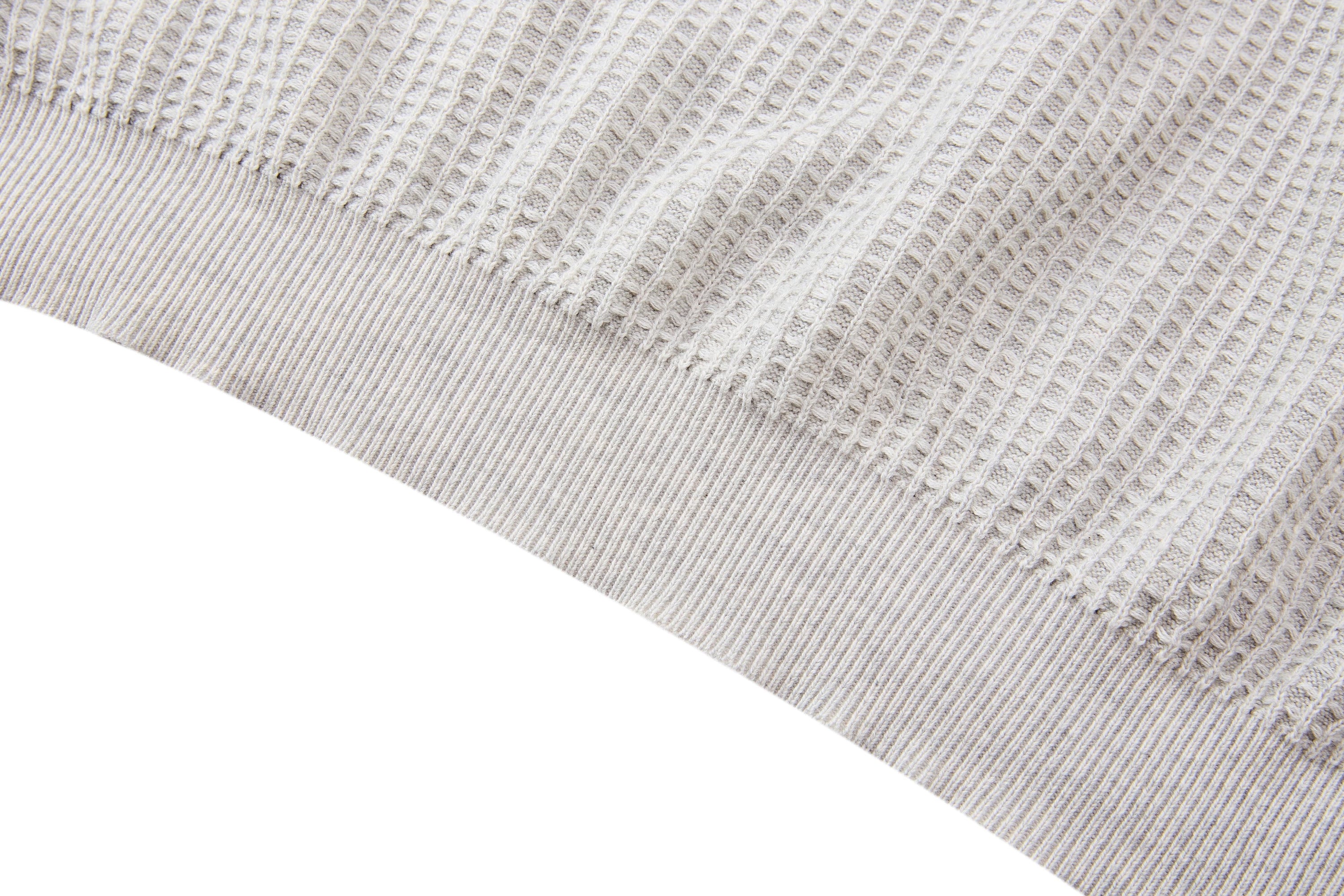 Waffle Knit Short-Sleeve Sweater | Relaxed Fit Cotton Blend